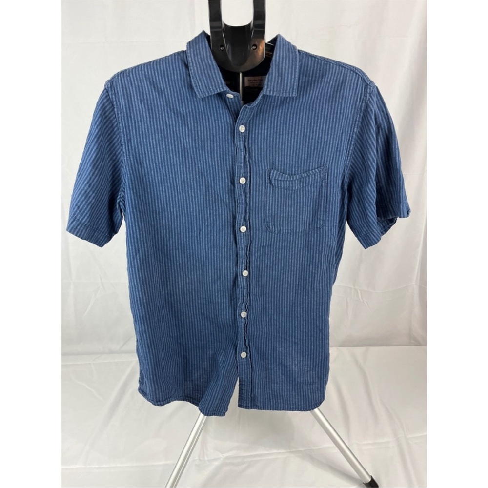 Old Navy Blue Striped Linen Blend Shirt
